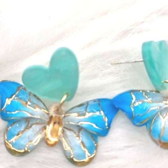 New BUTTERFLY dangle earrings with 925 silver posts - Picture 4 of 13